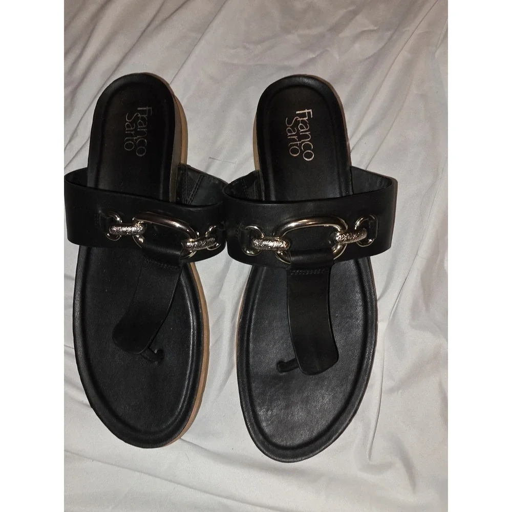 Franco Sarto Brielle Sandals With Gold Tone Hardware And Leather Uppers. Size...